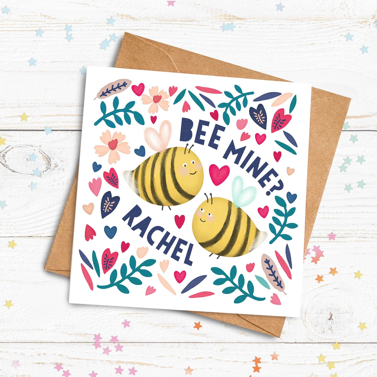 Bee Mine Personalised Card. Valentine's Card. Cute Love Card. Personalised Valentines Card. Cute Bee Card. Send Direct Option.