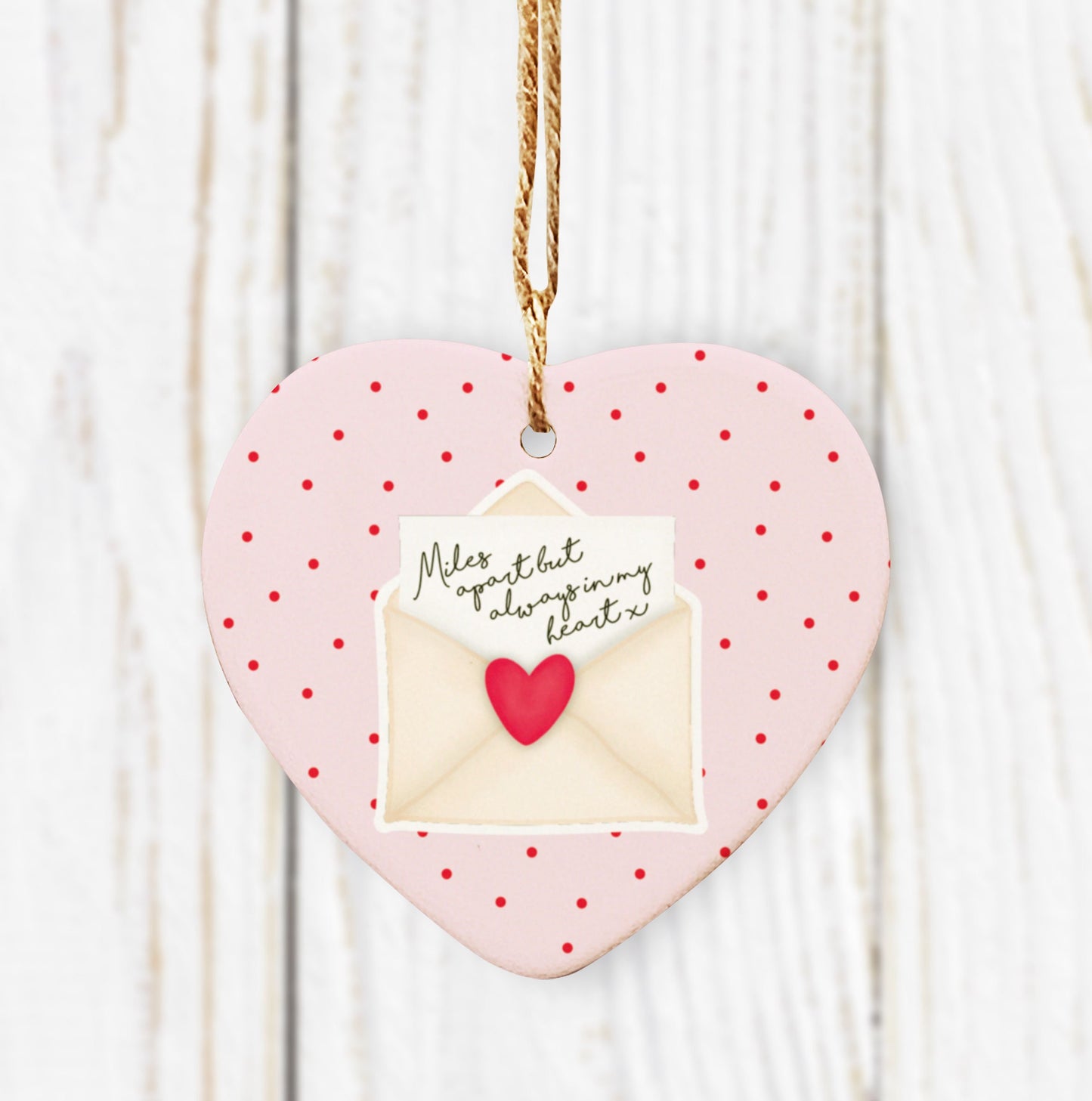 Milest Apart Ceramic Hanging Heart. Personalised Valentine's Heart Token. Fun Valentine's gift. Personalised Valentine's Gift.