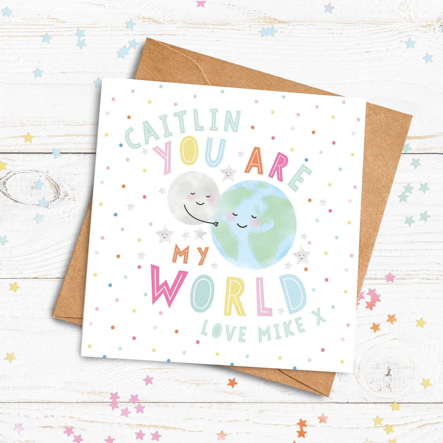 You Are My World Personalised Card. Cute Valentine's Card. Cute Lockdown Card. Personalised Valentine.Send Direct Option.
