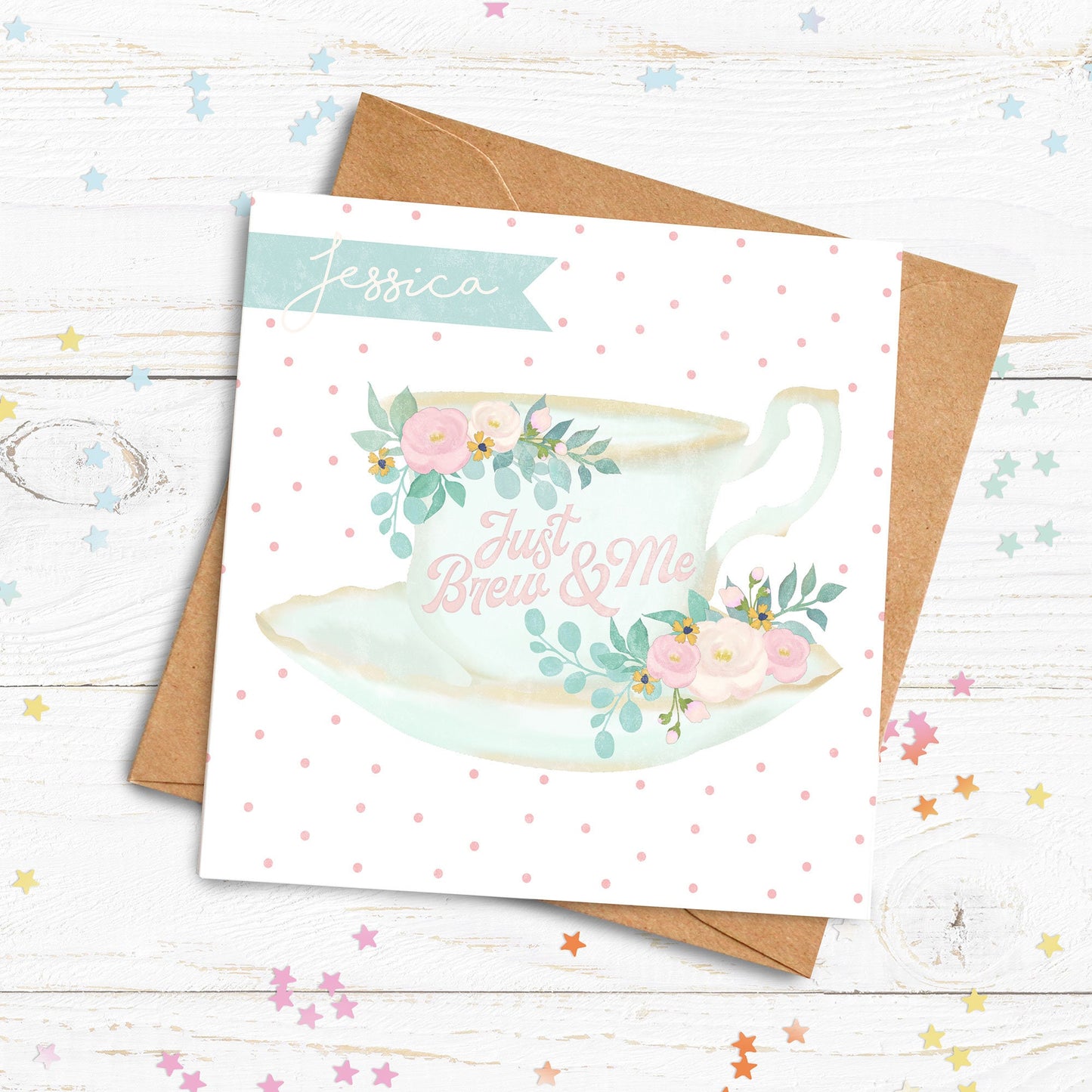 Just Brew and Me Card. Personalised Galentine's Card. Cute Card. Cute Lockdown Card. Personalised Valentine.Send Direct Option.