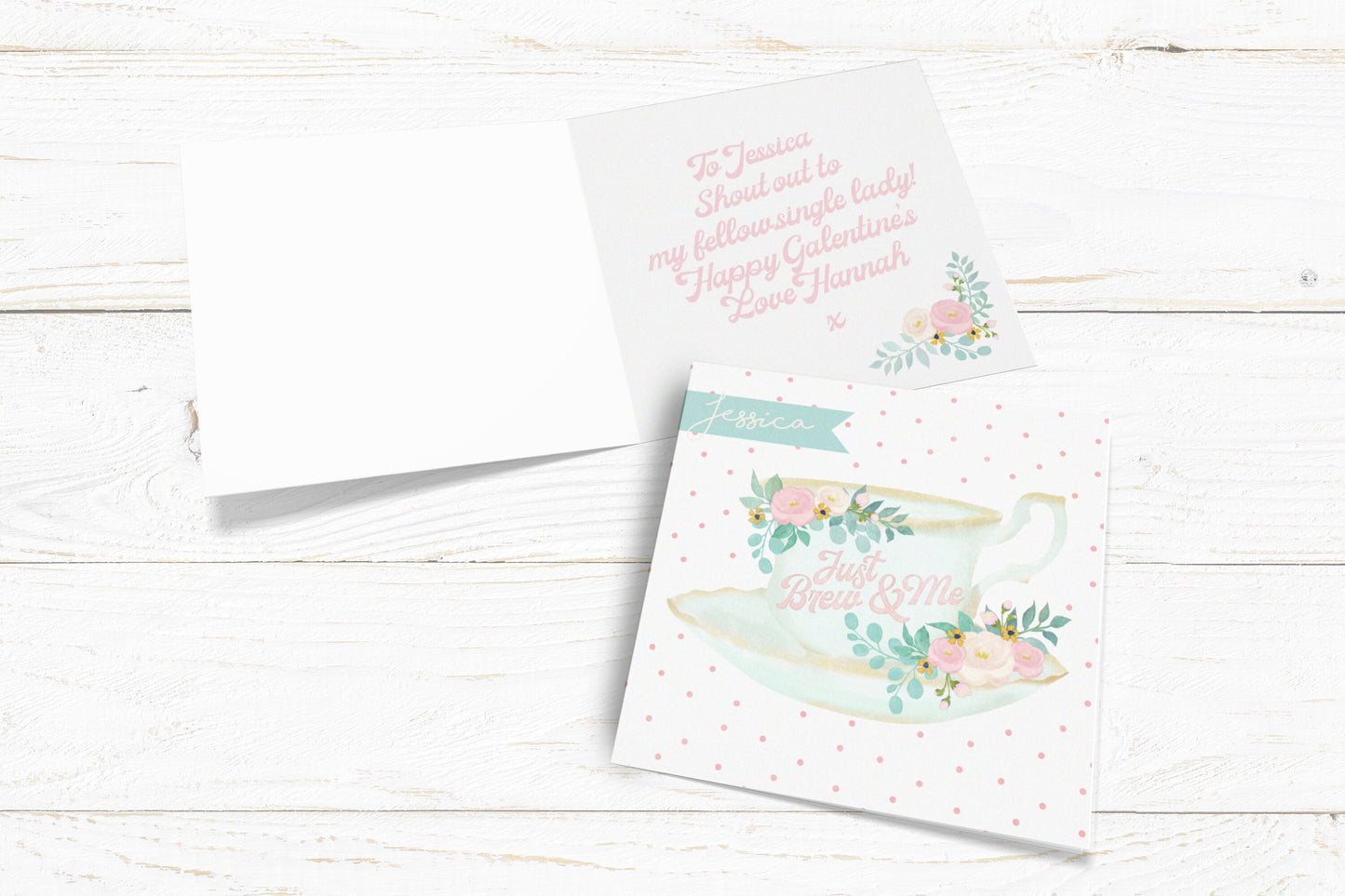 Just Brew and Me Card. Personalised Galentine's Card. Cute Card. Cute Lockdown Card. Personalised Valentine.Send Direct Option.
