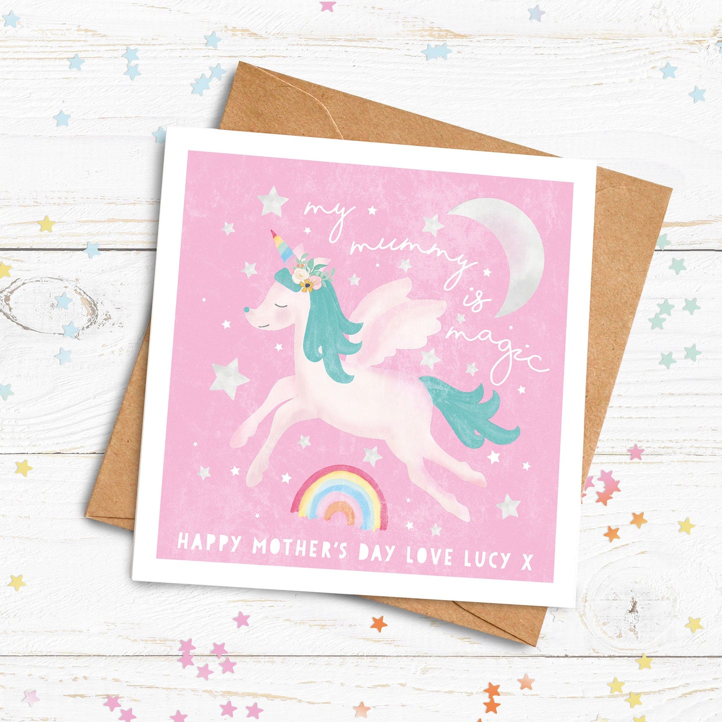My mummy is magic unicorn personalised card. Mother's Day Card. Unicorn Cute Mummy Card. Personalised Mother's Day Card. Send Direct Option.