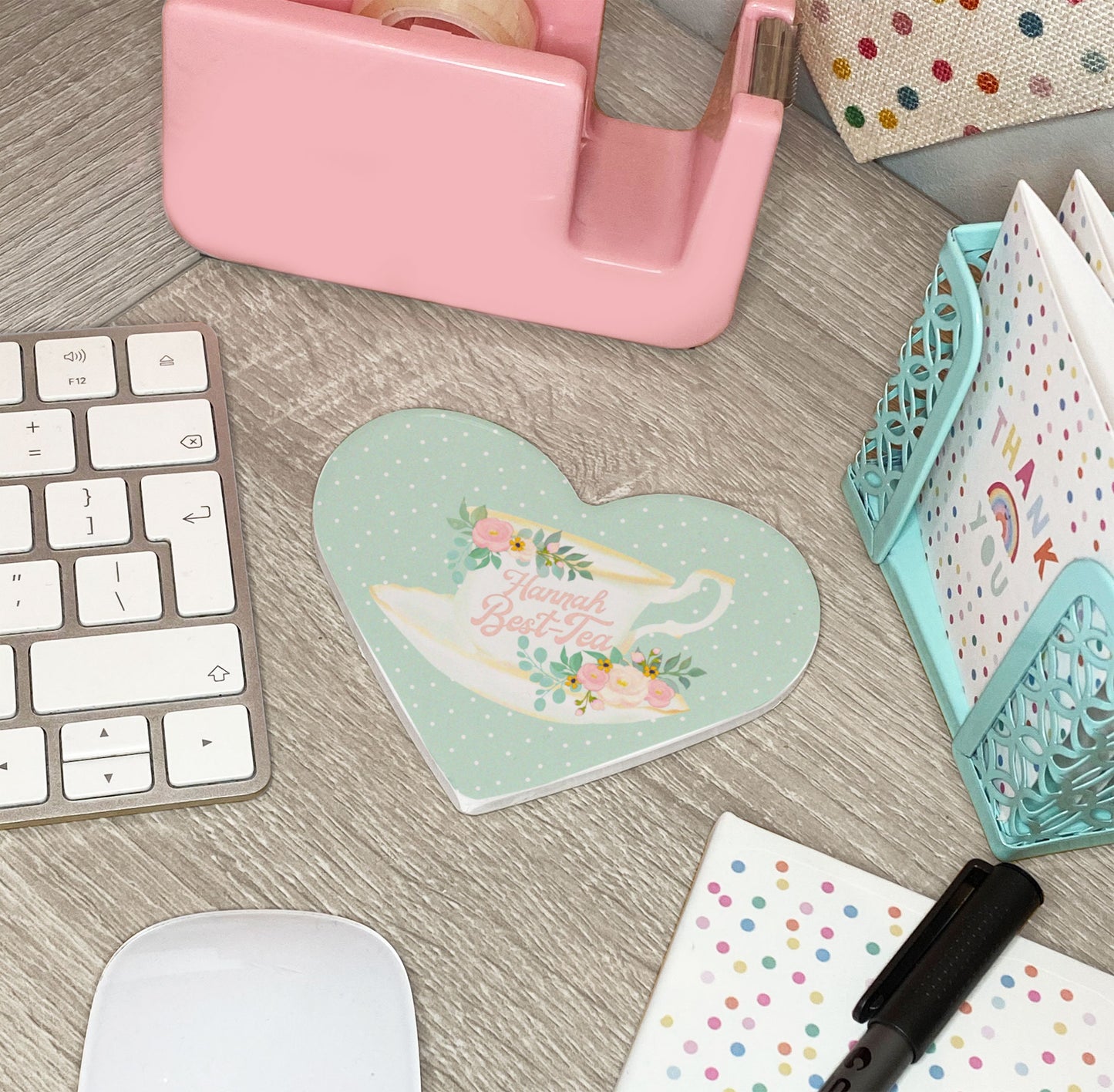 Best-Tea Ceramic Heart Coaster. Personalised Coaster. Fun gift for best friends. Home office Gift.