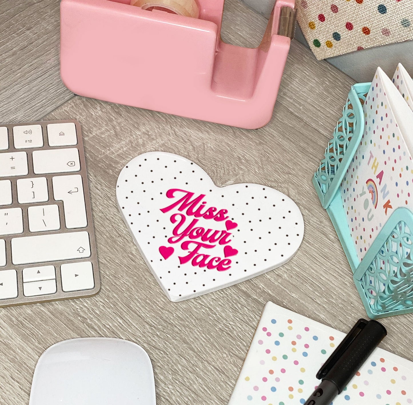 Miss your face Ceramic Heart Coaster. Personalised Coaster. Fun Valentine's gift. Personalised Valentine's Gift.