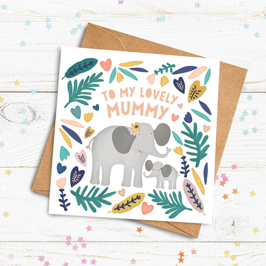 Elephant To A Lovely Mummy Card. Cute Mother's Day card. Personalised Elephant Mother's Day Card. Send Direct Option.