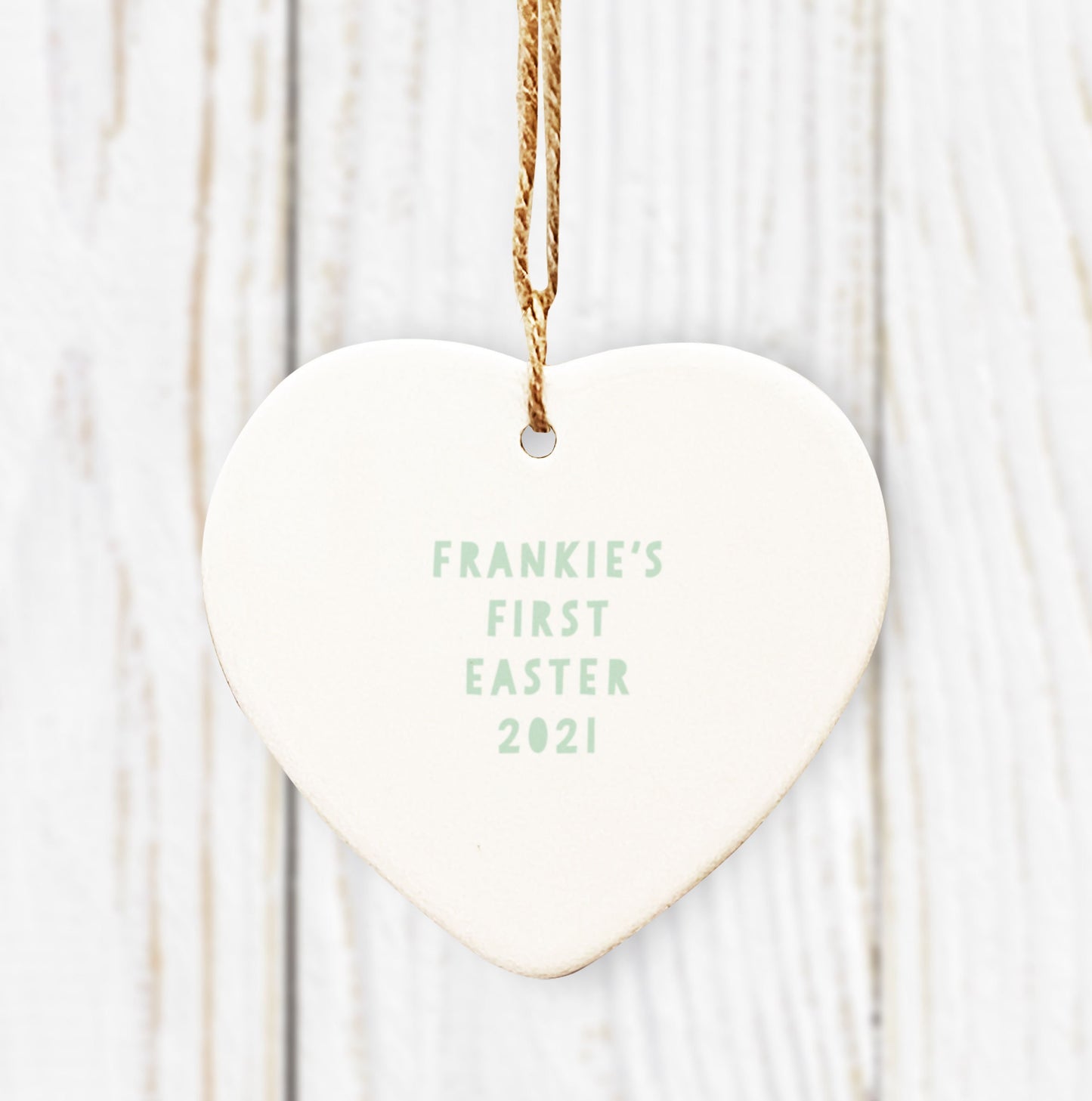 Little Lamb Personalised Ceramic Heart. Personalised Easter Gift. First Easter gift. Cute Easter Gift. Easter Hanging Heart. Little Lamb.