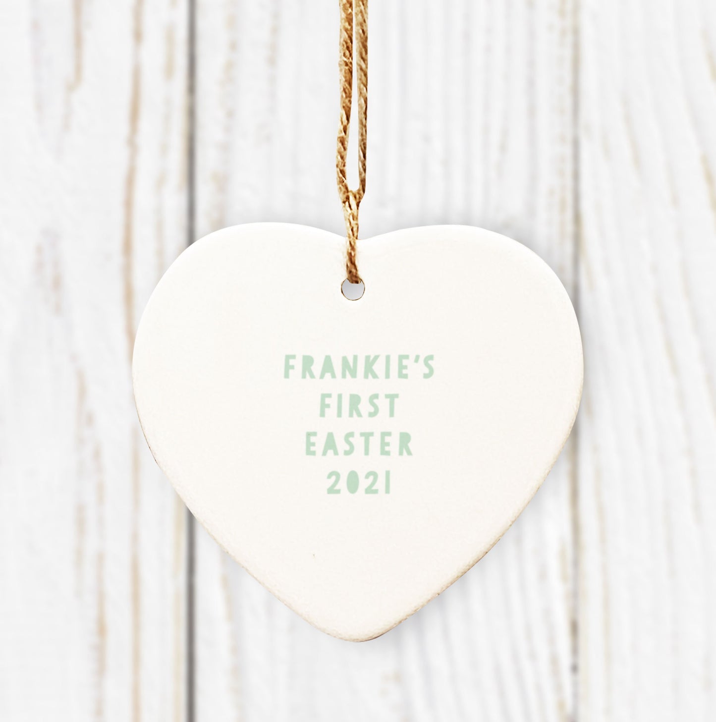 Little Lamb Personalised Ceramic Heart. Personalised Easter Gift. First Easter gift. Cute Easter Gift. Easter Hanging Heart. Little Lamb.