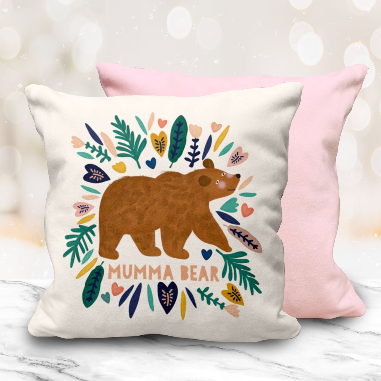 Cute Bear 10" Cushion. Cute personalised pink or blue cushion. New baby gift. Nursery Gift. Mumma Bear. Daddy Bear. Baby Bear.