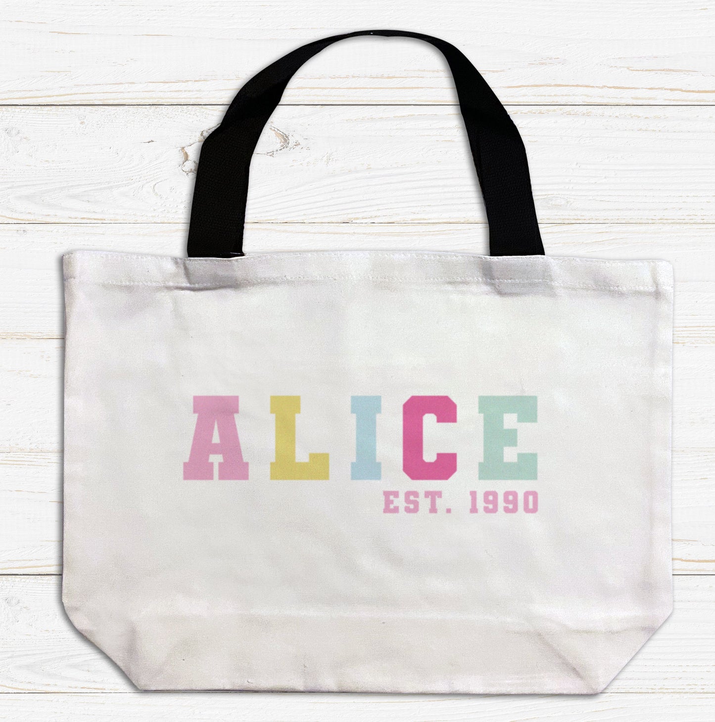 Personalised Name and Year Large Tote Bag. Large Shopping bag. Birthday Gift. Mother's Day Gift Unique Gift Idea. Cute Tote Bag.