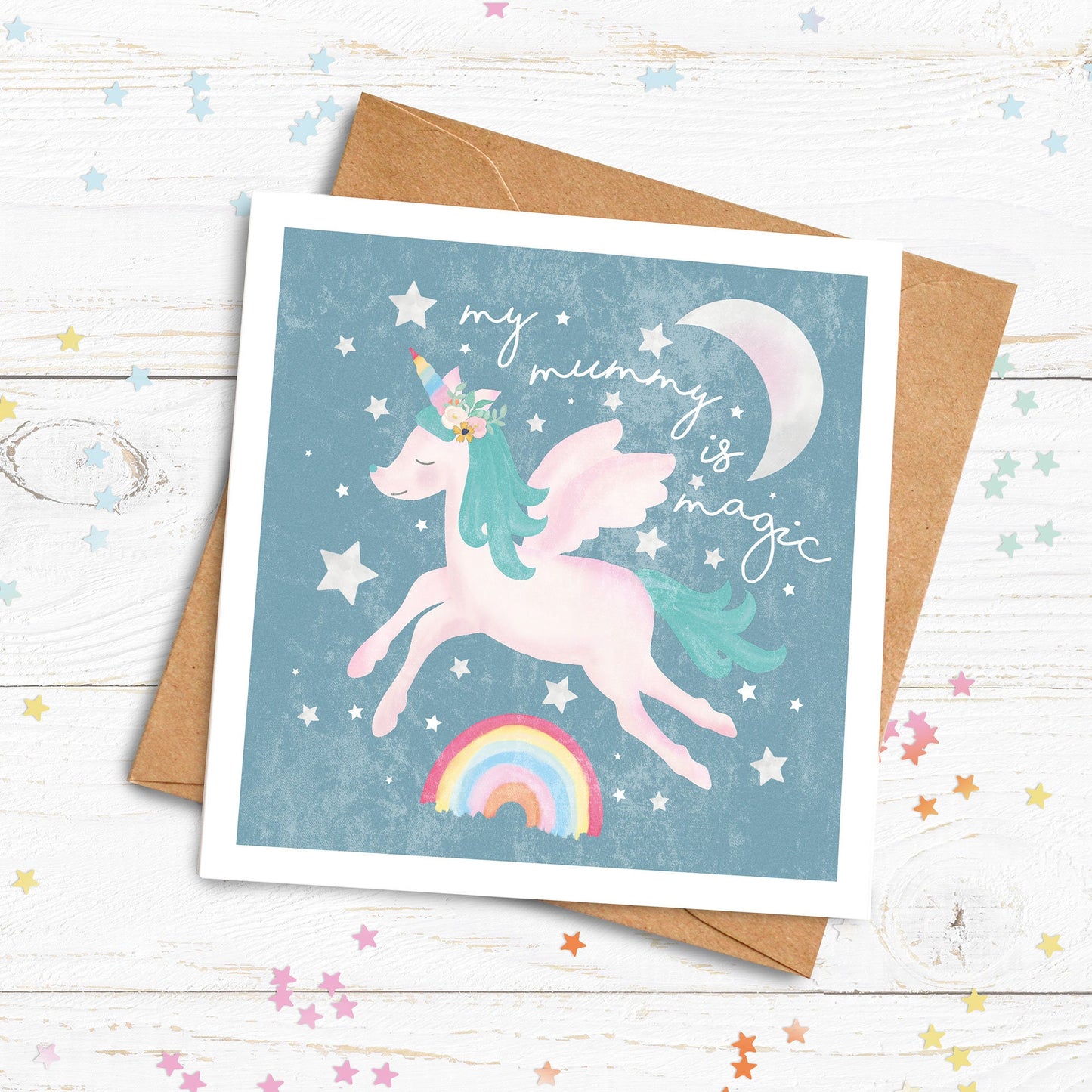 My mummy is magic unicorn personalised card. Mother's Day Card. Unicorn Cute Mummy Card. Personalised Mother's Day Card. Send Direct Option.