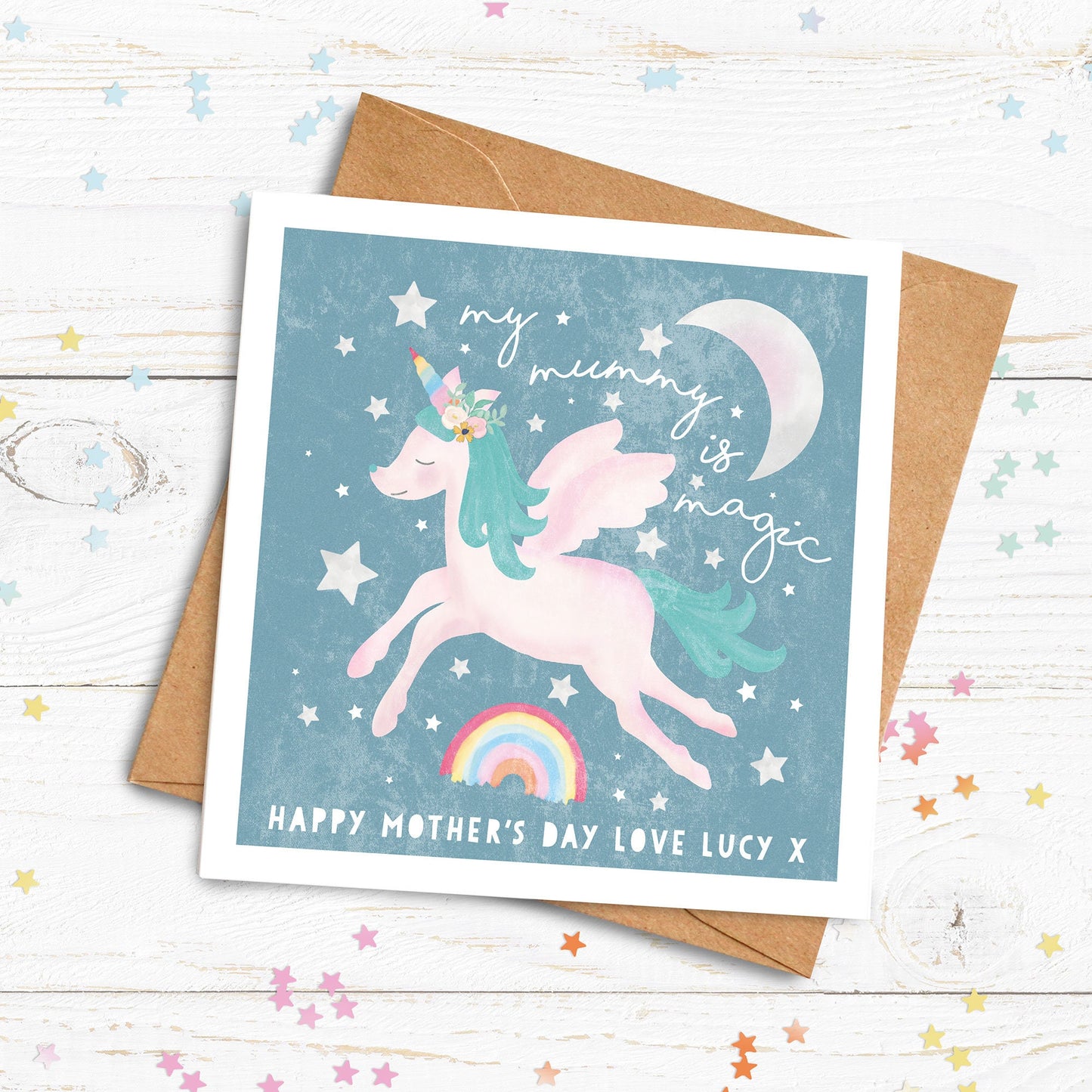 My mummy is magic unicorn personalised card. Mother's Day Card. Unicorn Cute Mummy Card. Personalised Mother's Day Card. Send Direct Option.