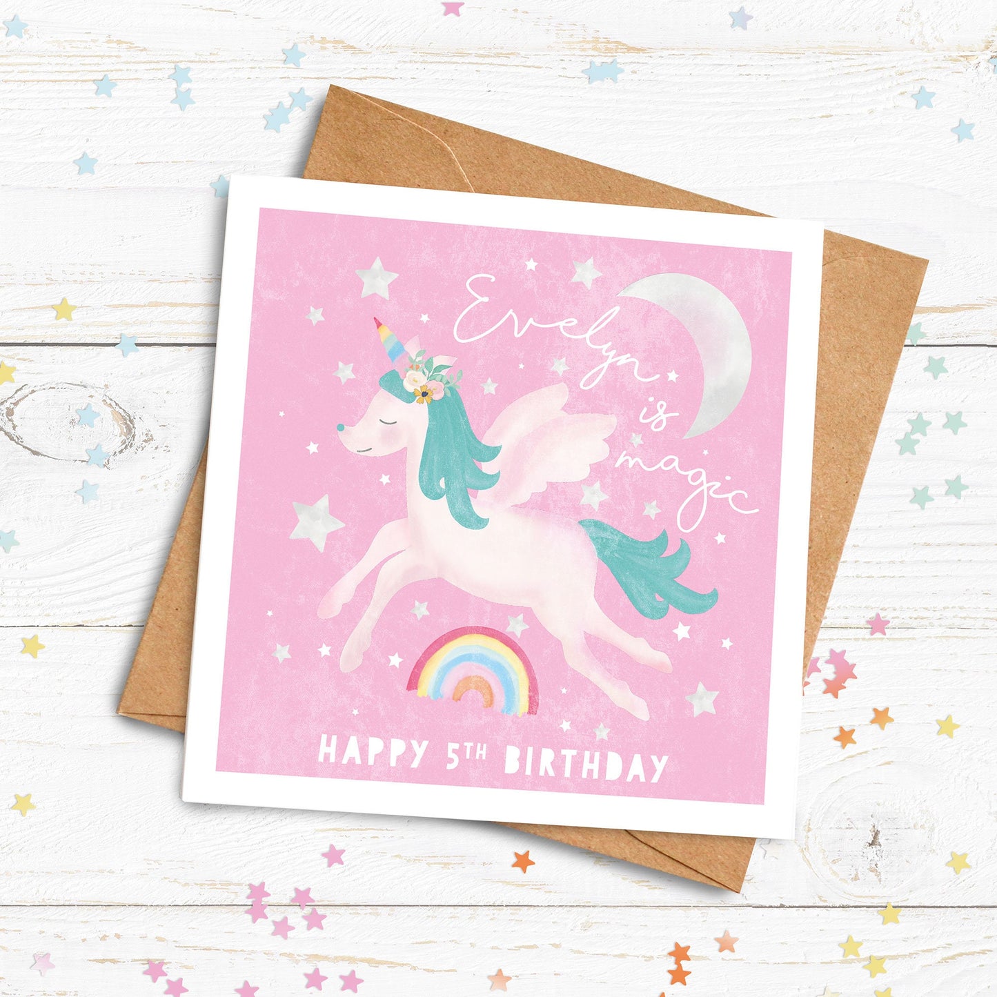 Unicorns are magic personalised card. Cute Birthday Card. Pretty unicorn card. Send Direct Option.