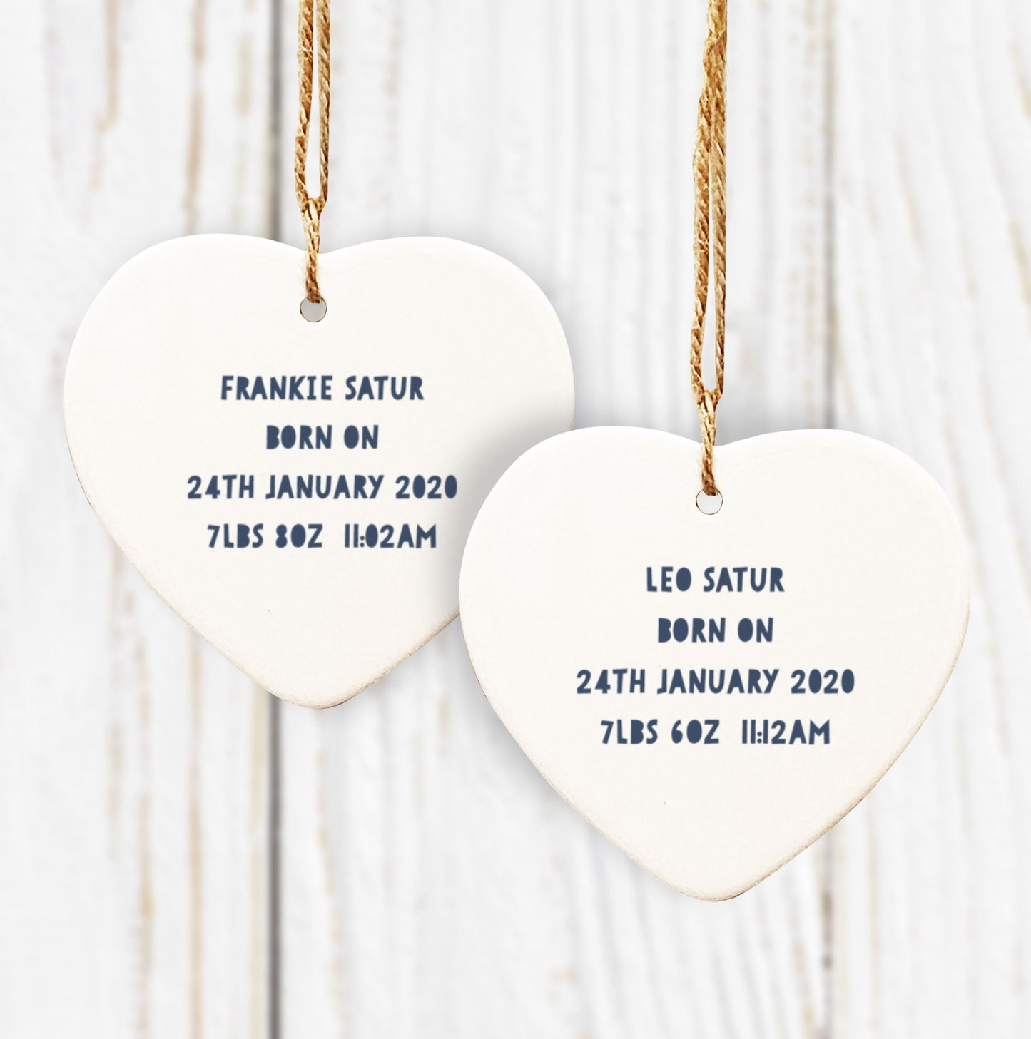 Personalised Twin Ceramic Hearts Gift. Twin Elephant Gifts. Born Together Friends Forever Elephant Twin Ceramic Hearts. Twin Gift.