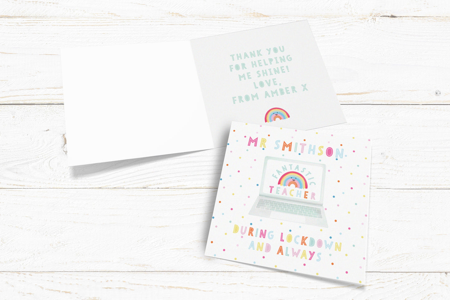 Fantastic Lockdown Teacher Personalised Card. Thank you Teacher Card. Personalised Teacher Card. Send Direct Option.