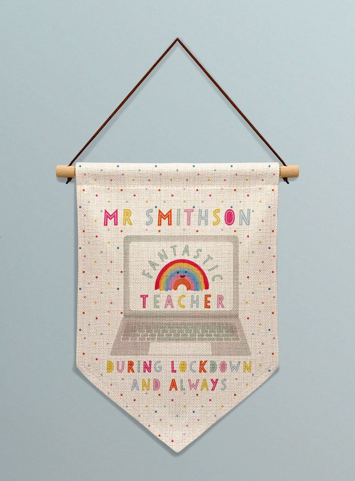 Fantastic Teacher Personalised Linen Banner. Personalised Teacher Gift .Personalised wall banner. Thank you teacher gift. Lockdown teacher.