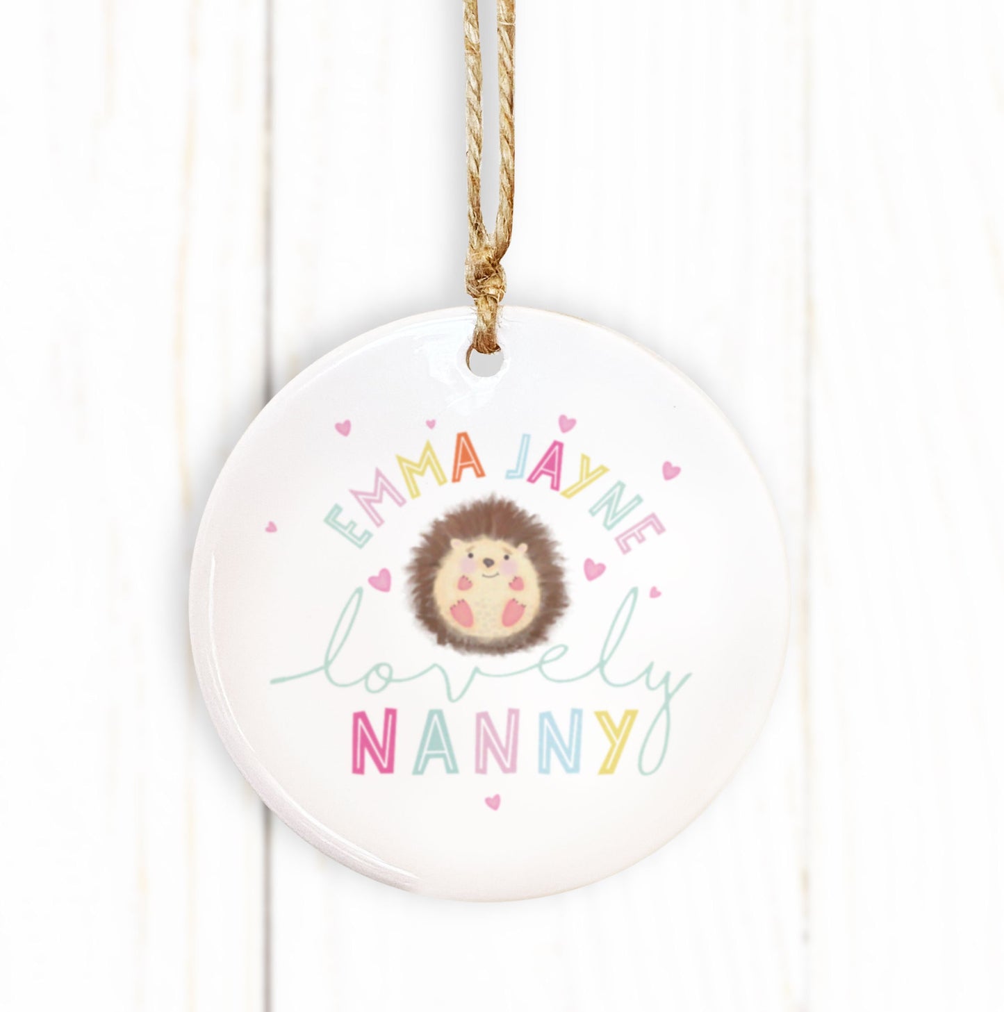 Cute Hedgehog Lovely Teacher, Teaching Assistant, Nursery Teacher, Childminder, Nanny Ceramic Decoration. Personalised teacher gift.