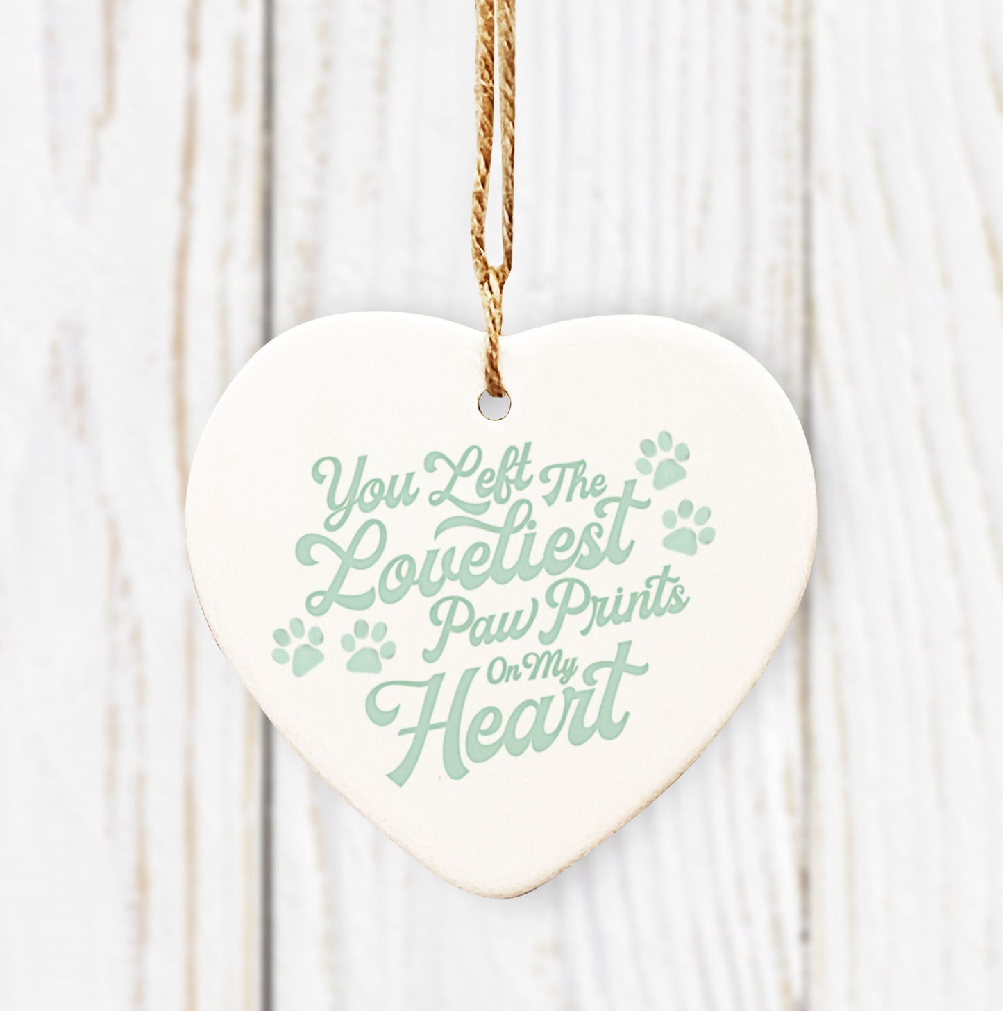 Pet Remembrance Ceramic Handing Decoration. Heart or round shape. Personalised Pet Decoration. In loving memory gift.
