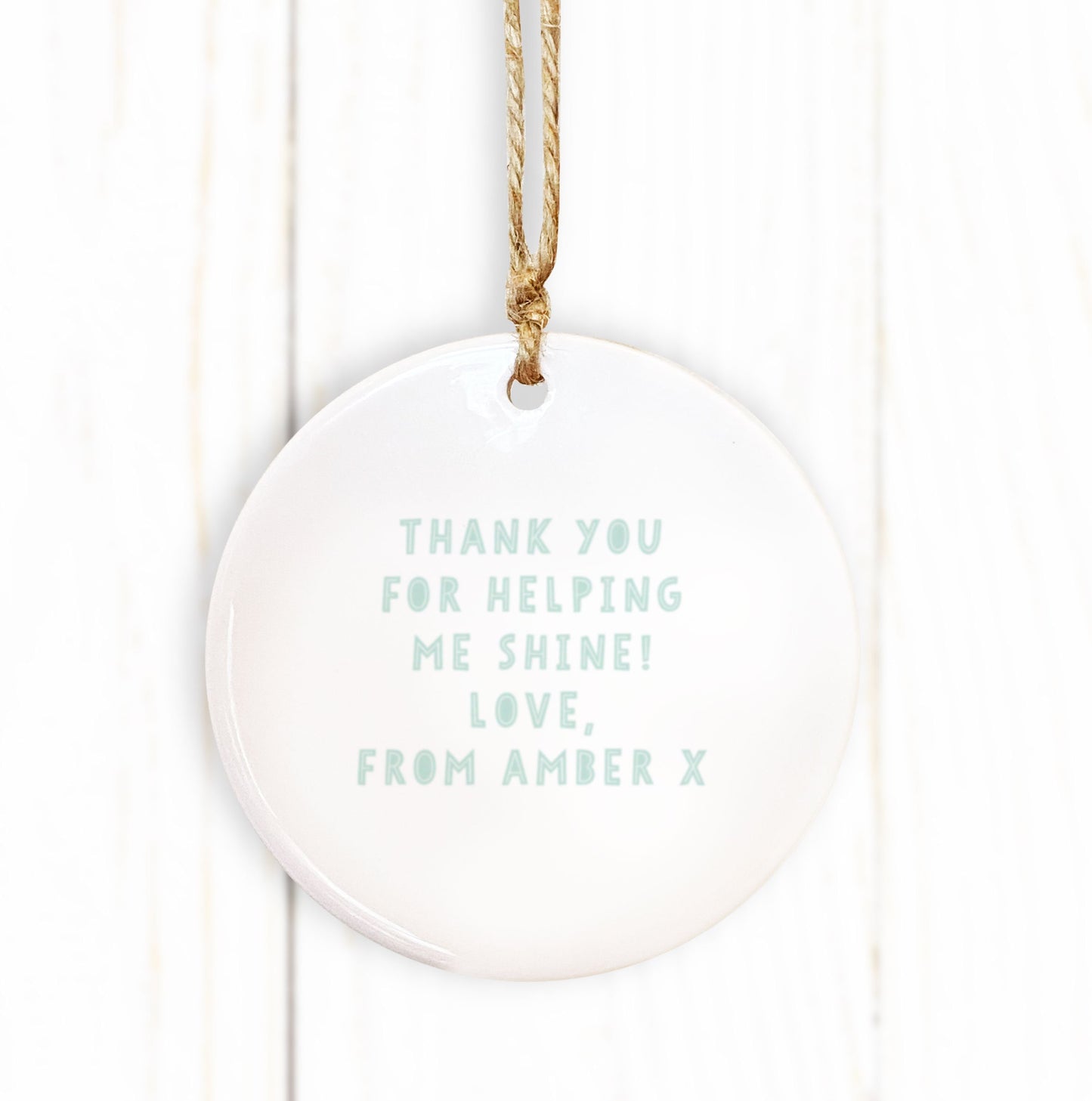Thank you apple Personalised Round Ceramic Decoration. Personalised Teacher Gift. Thank you Teacher Gift. Lockdown Teacher Gift.