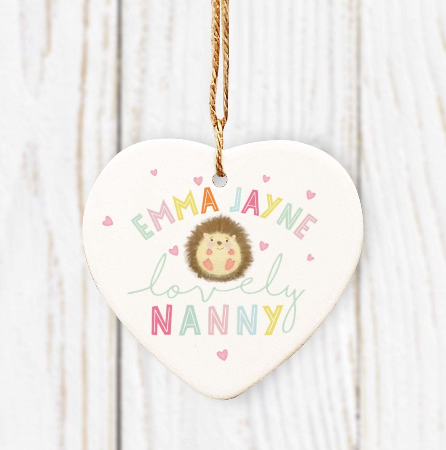 Hedgehog lovely Teacher, Teaching Assistant, Nursery Teacher, Childminder, Nanny Ceramic Heart Decoration. Personalised teacher gift.