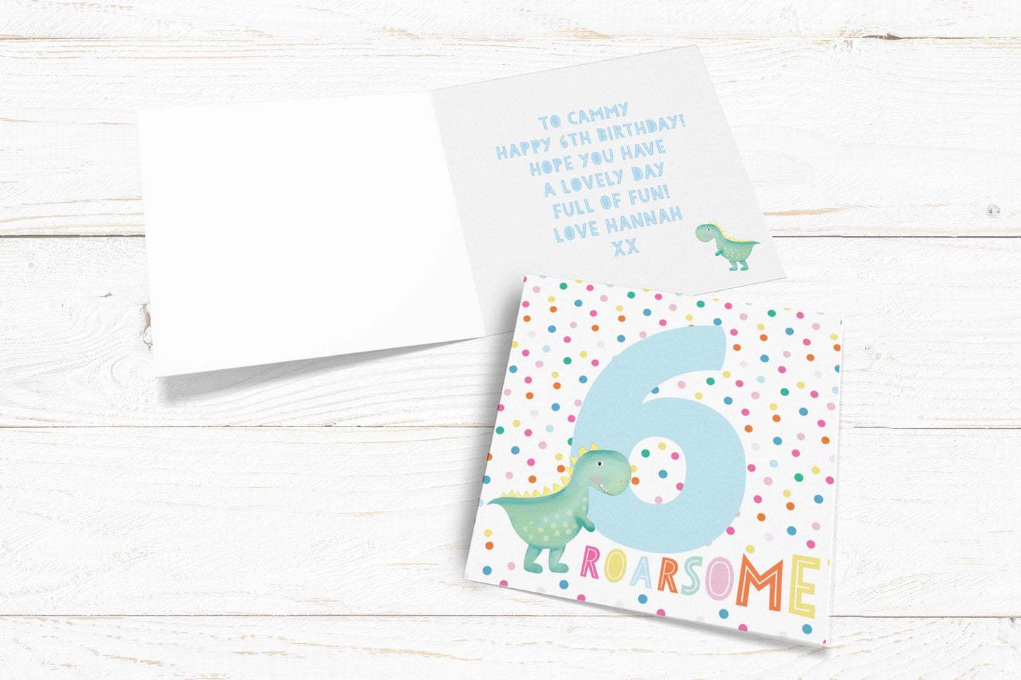 Dinosaur Age Card. Personalised Age Card. Cute Big Number Card. Dinosaur Birthday Card. Cute birthday Card, Send Direct Option.