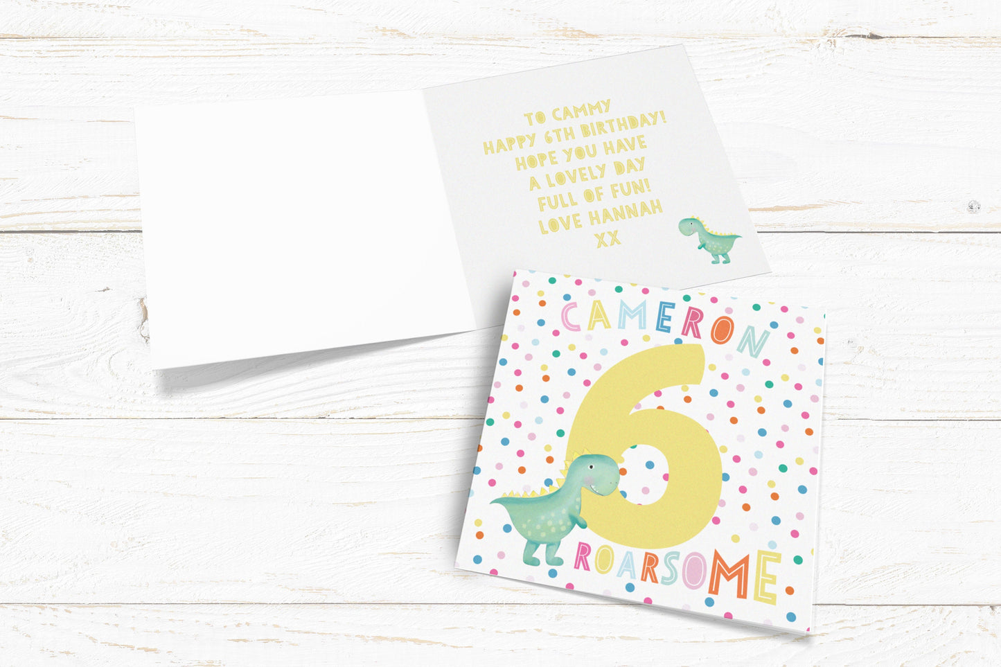 Dinosaur Age Card. Personalised Age Card. Cute Big Number Card. Dinosaur Birthday Card. Cute birthday Card, Send Direct Option.