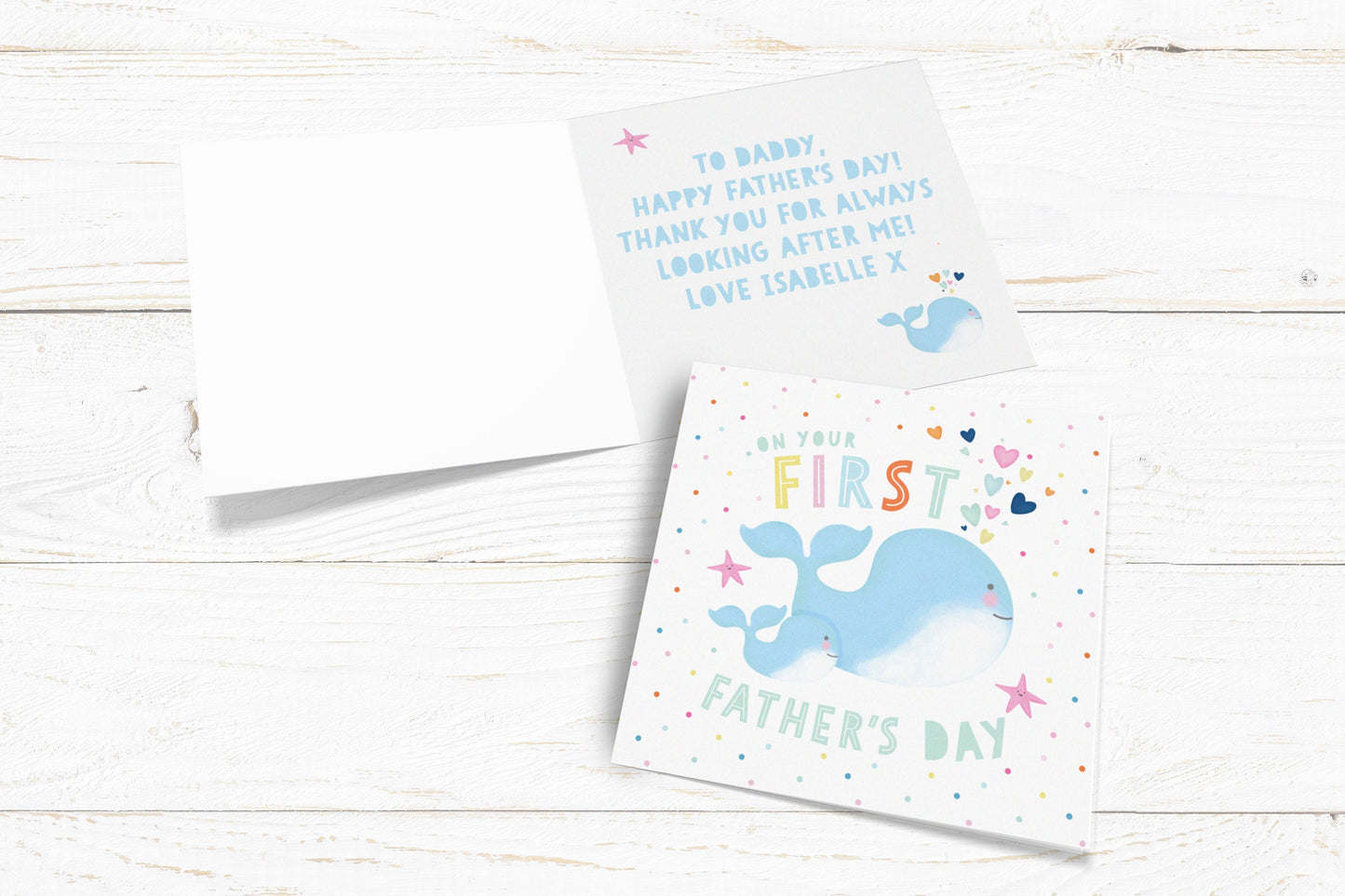 First Father's Day Whale Card. Cute First Father's Day card. Cute whale card. Fro daddy card. Send Direct Option.
