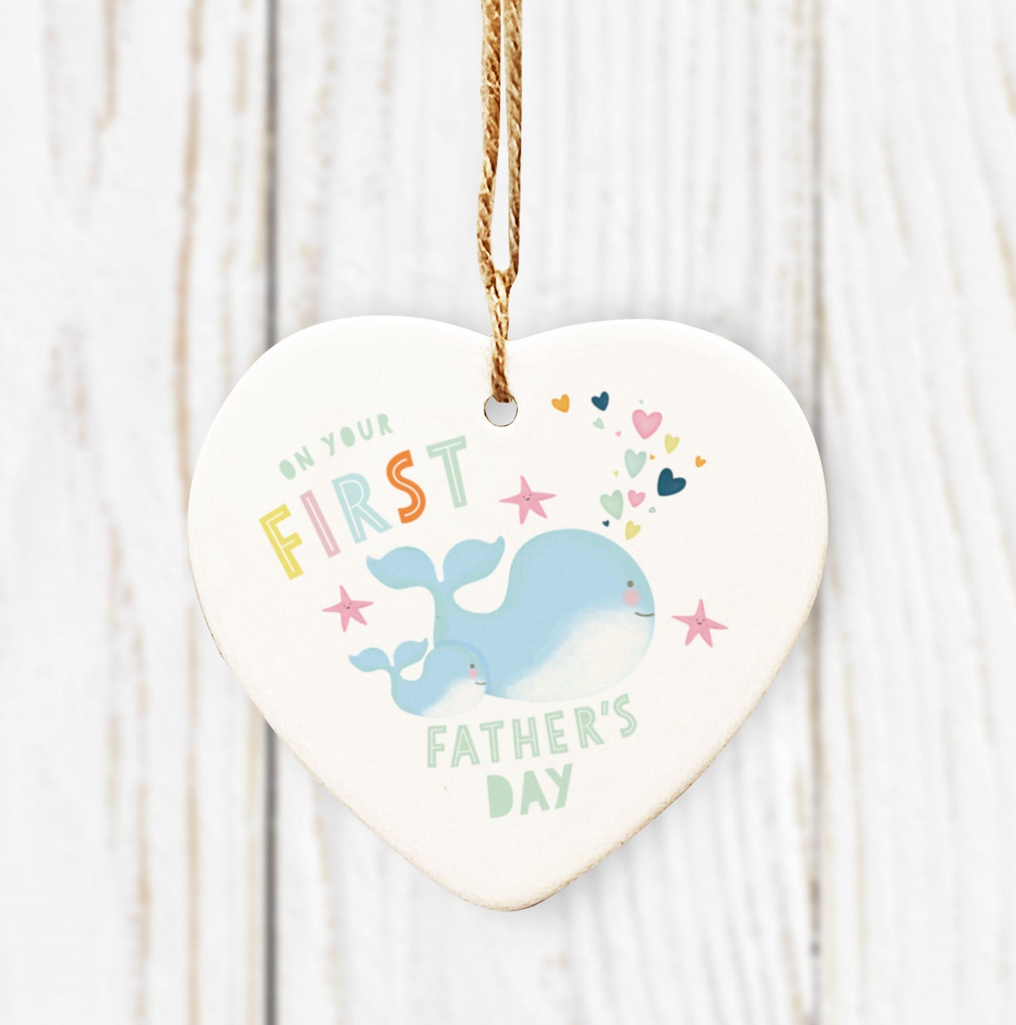 First Father's Day Cute Whale Ceramic Heart. Cute father's Day gift. Personalised Whale Gift. Cute Whales. Gift for dad. First time dad