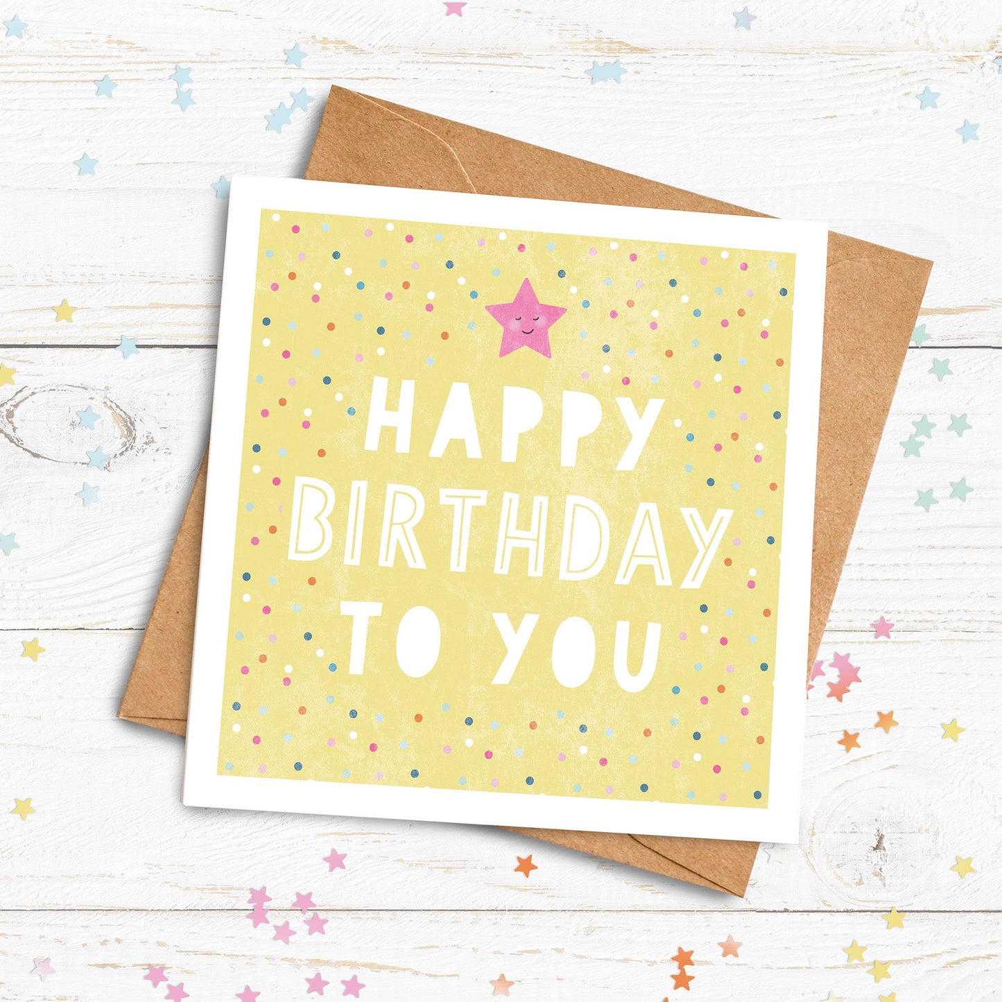 Happy Birthday To You Personalised Card - yellow. Birthday Card. Celebration Card. Send Direct Option