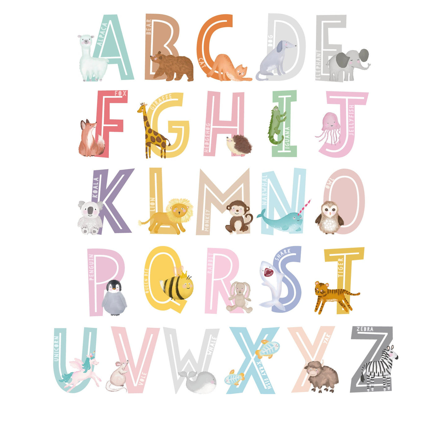 Animal Initial Personalised Linen Banner. Personalised Nursery Banner.Personalised wall banner. Personalised gift for Baby.