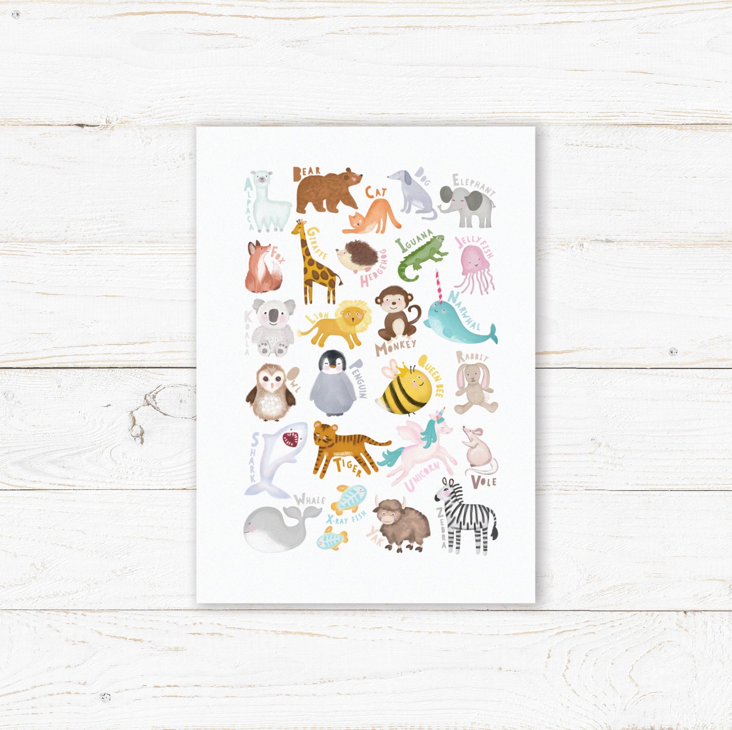 Animal Alphabet Personalised Print. Nursery Childs Bedroom. New Baby Gift. Personalised Name Print. Child's Birthday Present. Wall Art.