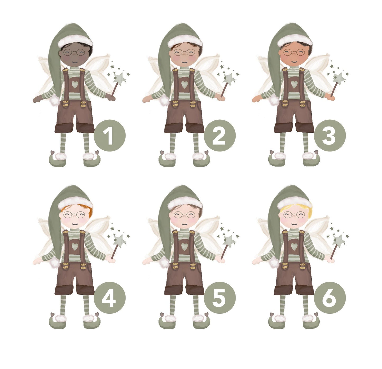 Personalised Woodland Christmas Elf Bauble. Any skin tone and hair colour Elf. Personalised Christmas Tree Decoration.