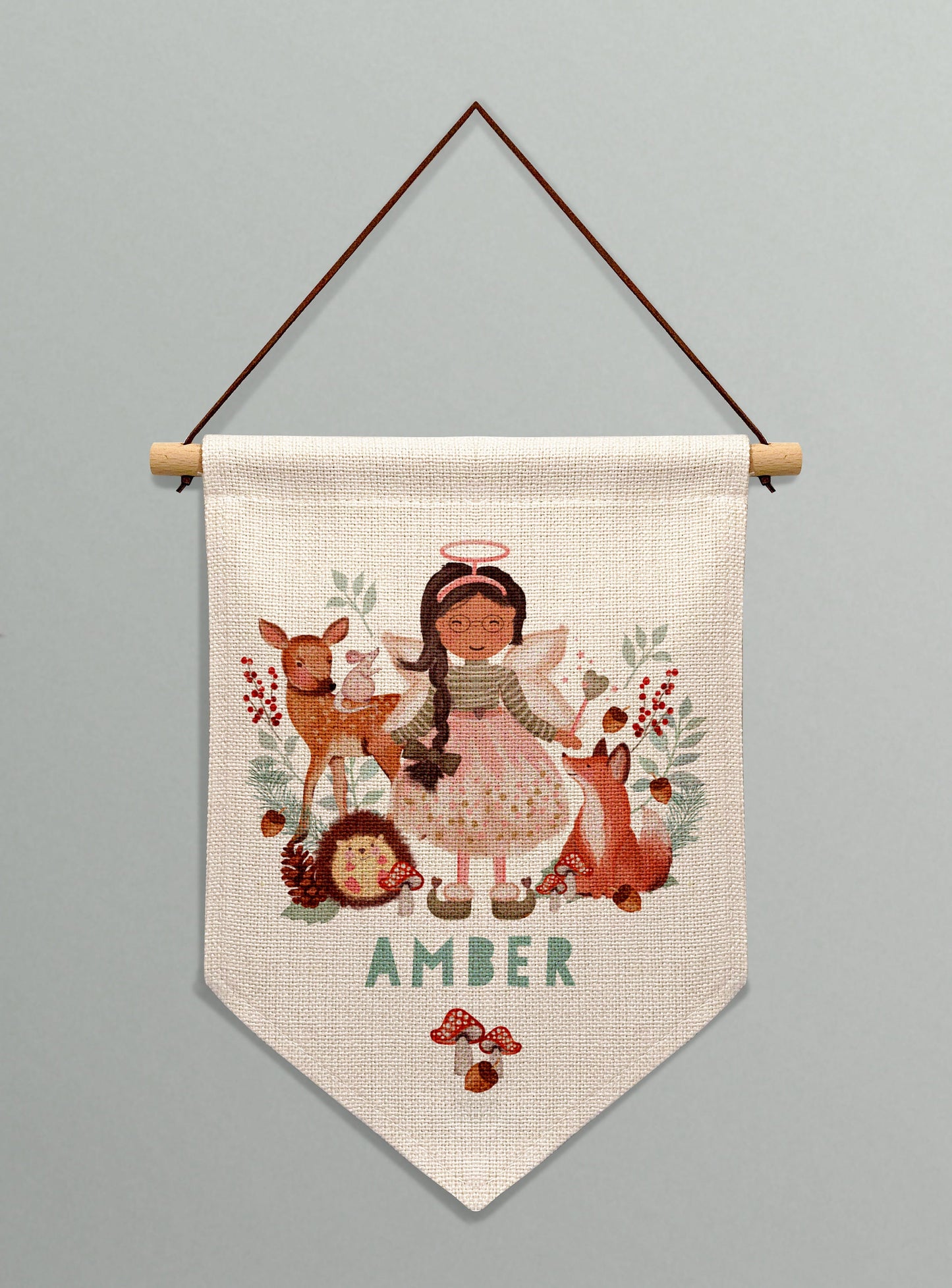 Personalised Woodland Christmas Fairy Banner. Any skin tone and hair colour Fairy. Personalised Christmas Banner.