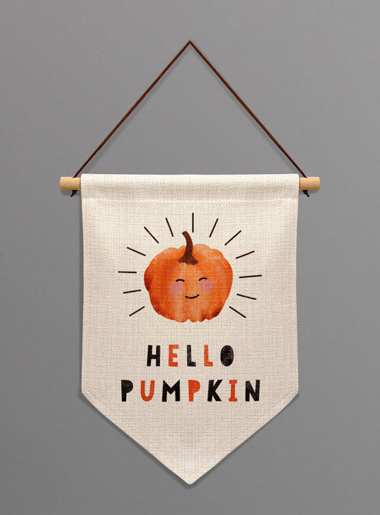 Hello Pumpkin Banner. Cute Halloween Sign. Halloween Decor.