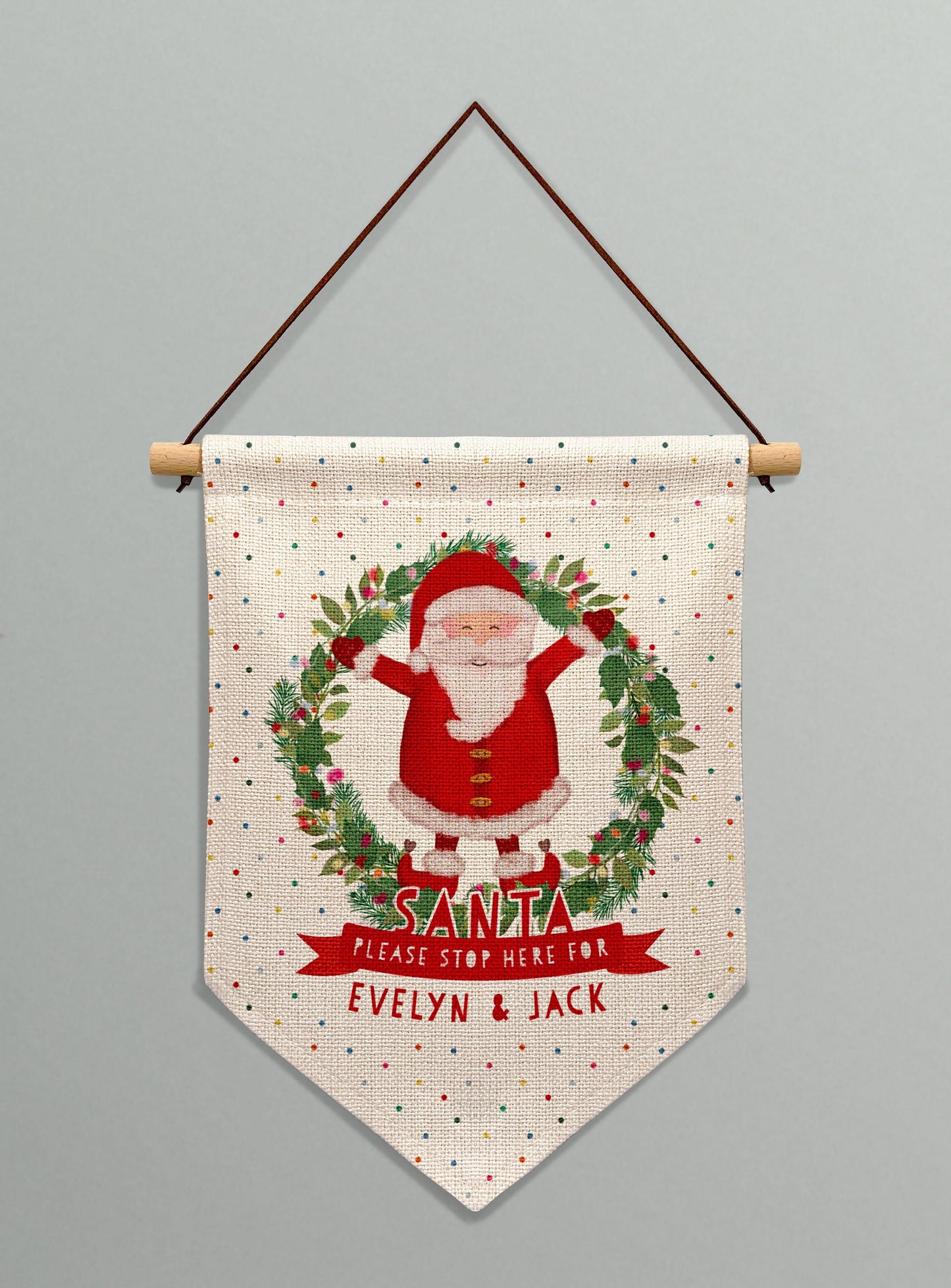 Santa Please Stop Here Banner. Personalised Christmas Banner. Personalised Santa Stop Sign. Personalised Christmas Gift for Kids.