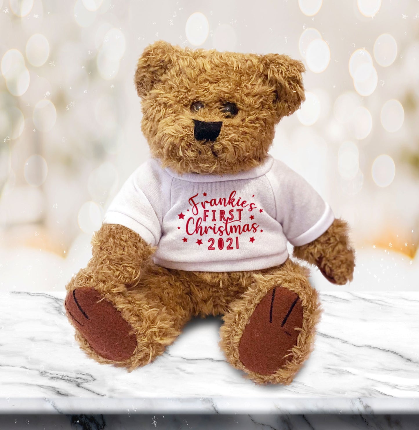 Personalised First Christmas Soft Toy. Teddy Bear, Giraffe, Elephant, Bunny, Lamb or Unicorn Soft Toy. Personalised Christmas Gift.