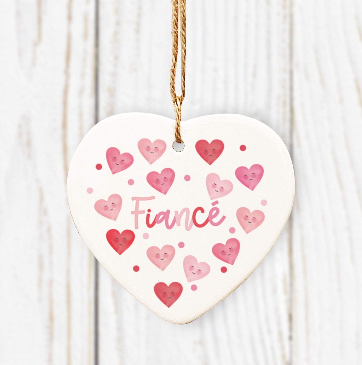 Love Hearts Ceramic Heart Ornament. Valentines Hanging Decoration. Cute Valentine's gift.