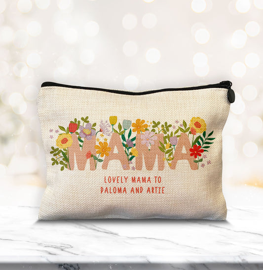 Floral Mama Make Up Bag. Personalised Mama Make Up Bag. Mother's Day Gift. New Mummy Gift.