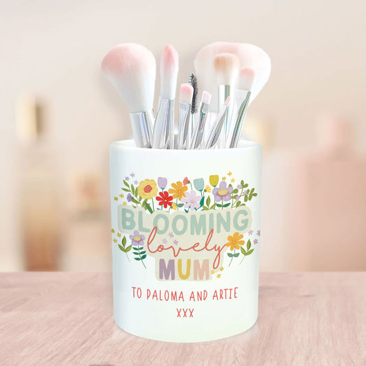 Blooming Lovely Mum Make Up Brush Pot. Personalised Make Up Pot holder. Personalised Gift For Mum.