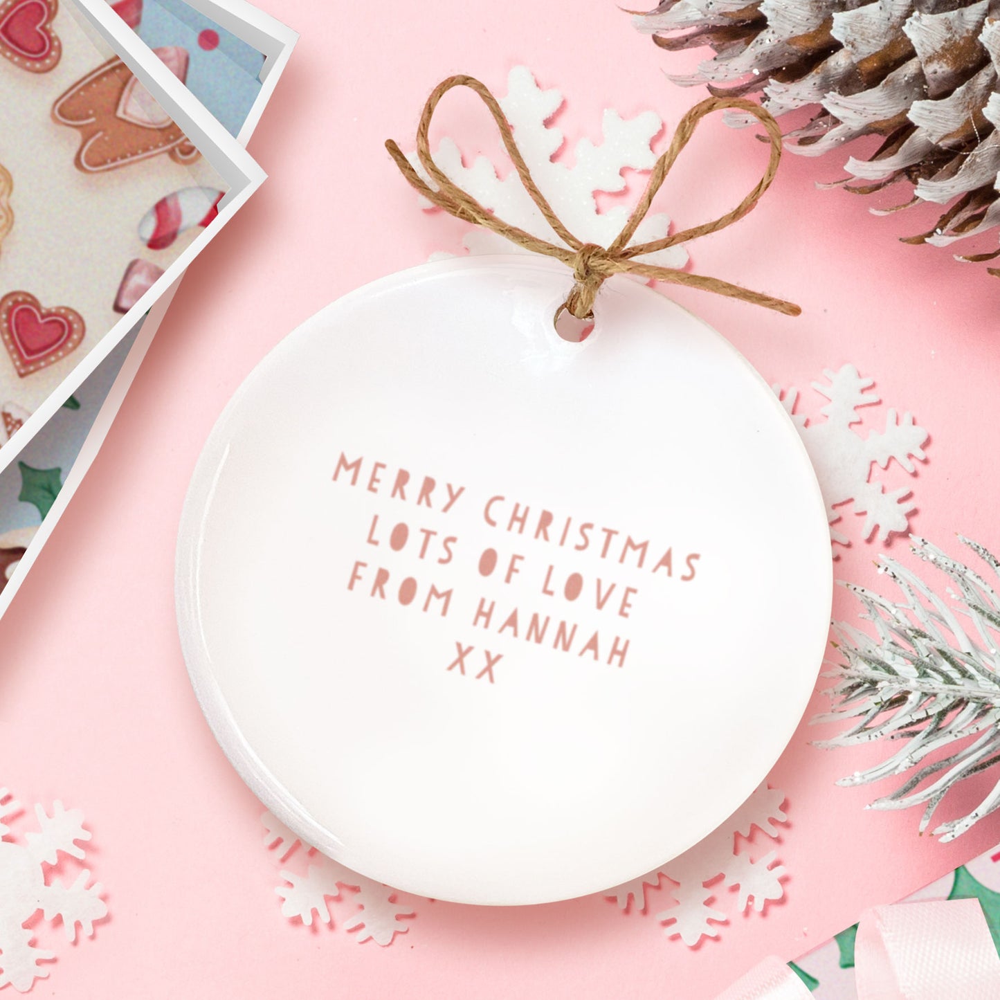 Jolly Holly Ceramic Decoration. Christmas Bauble. Personalised Christmas Ceramic ornament