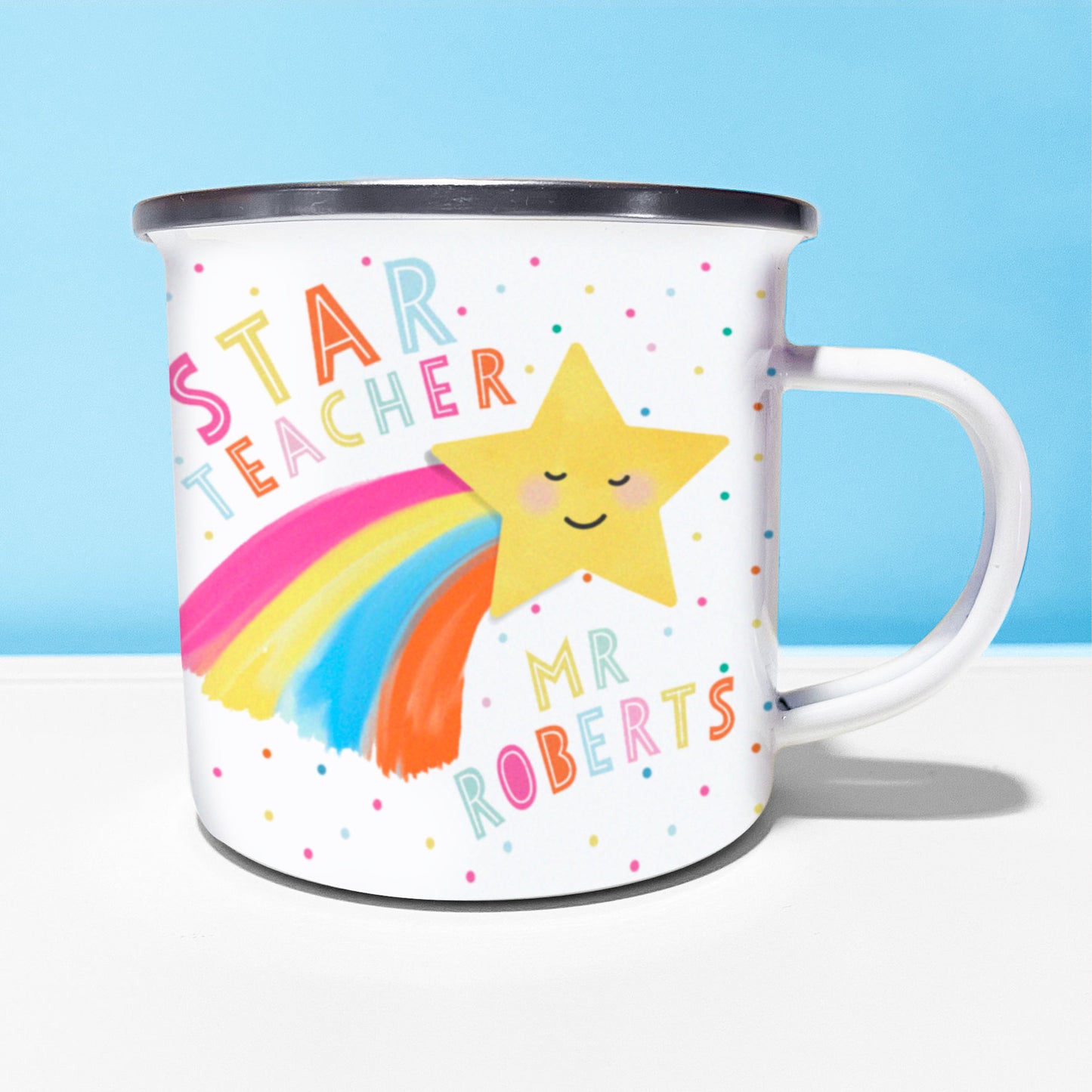 Star Teacher Personalised Enamel Mug | Thank you teacher gift | Teacher Mug | Personalised Teacher Gift