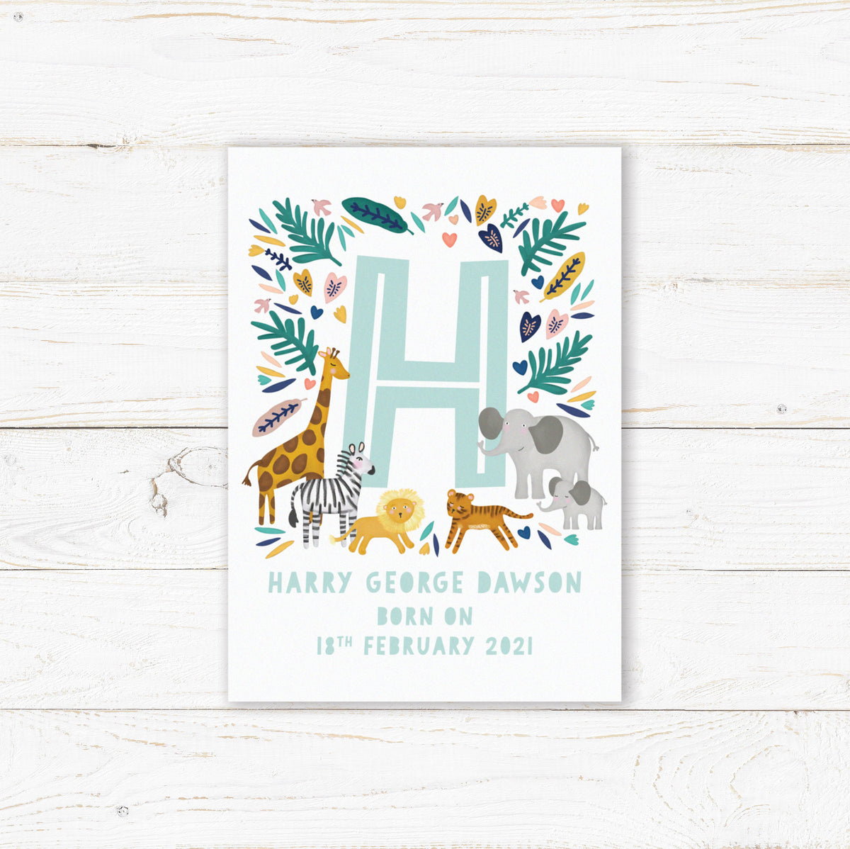 Animal Initial. Cute Animals Print. Personalised nursery wall art. New baby gift.
