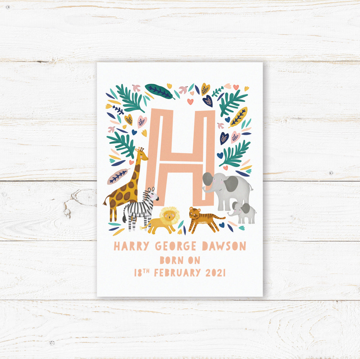 Animal Initial. Cute Animals Print. Personalised nursery wall art. New baby gift.