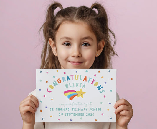 Personalised First Day of School Certificate. Congratulations on your first day at School, Nursery, Play Group. Cute Gift for Children.