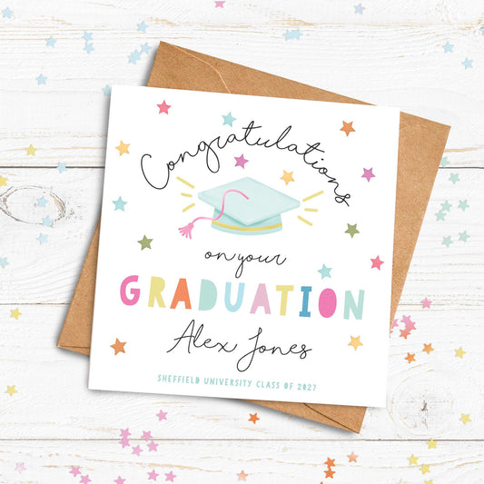 Congratulations on your Graduation Card. Personalised Card. University Card. Congratulations Card. Send Direct Option.