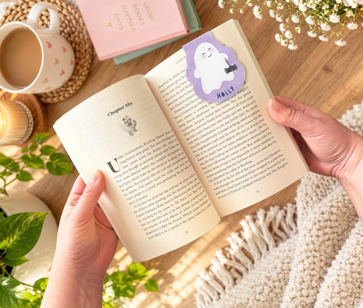 Personalised Cute Ghost Magnetic Bookmark | Cute Ghost Bookmark | Book Lover Gift | Personalised Reading Gift | Cute Bookmark