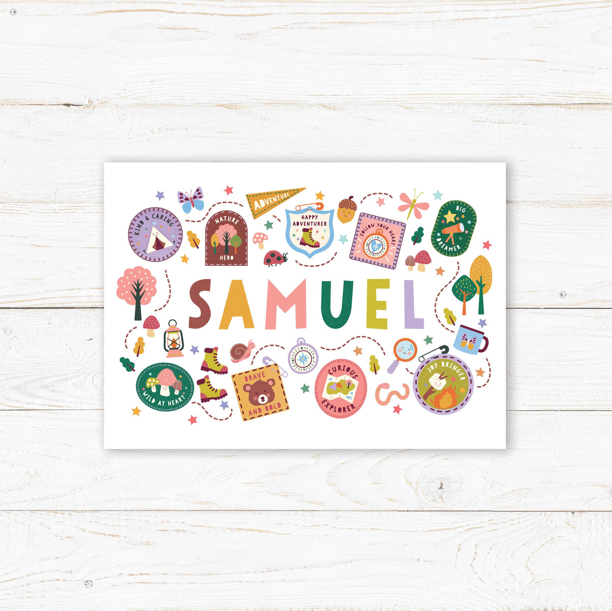Personalised Little Adventurer Name Print – Nursery Baby Gift (A4)
