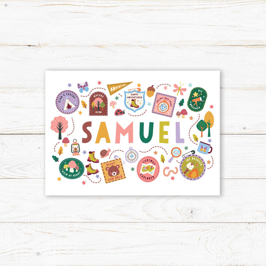 Personalised Little Adventurer Name Print – Nursery Baby Gift (A4)