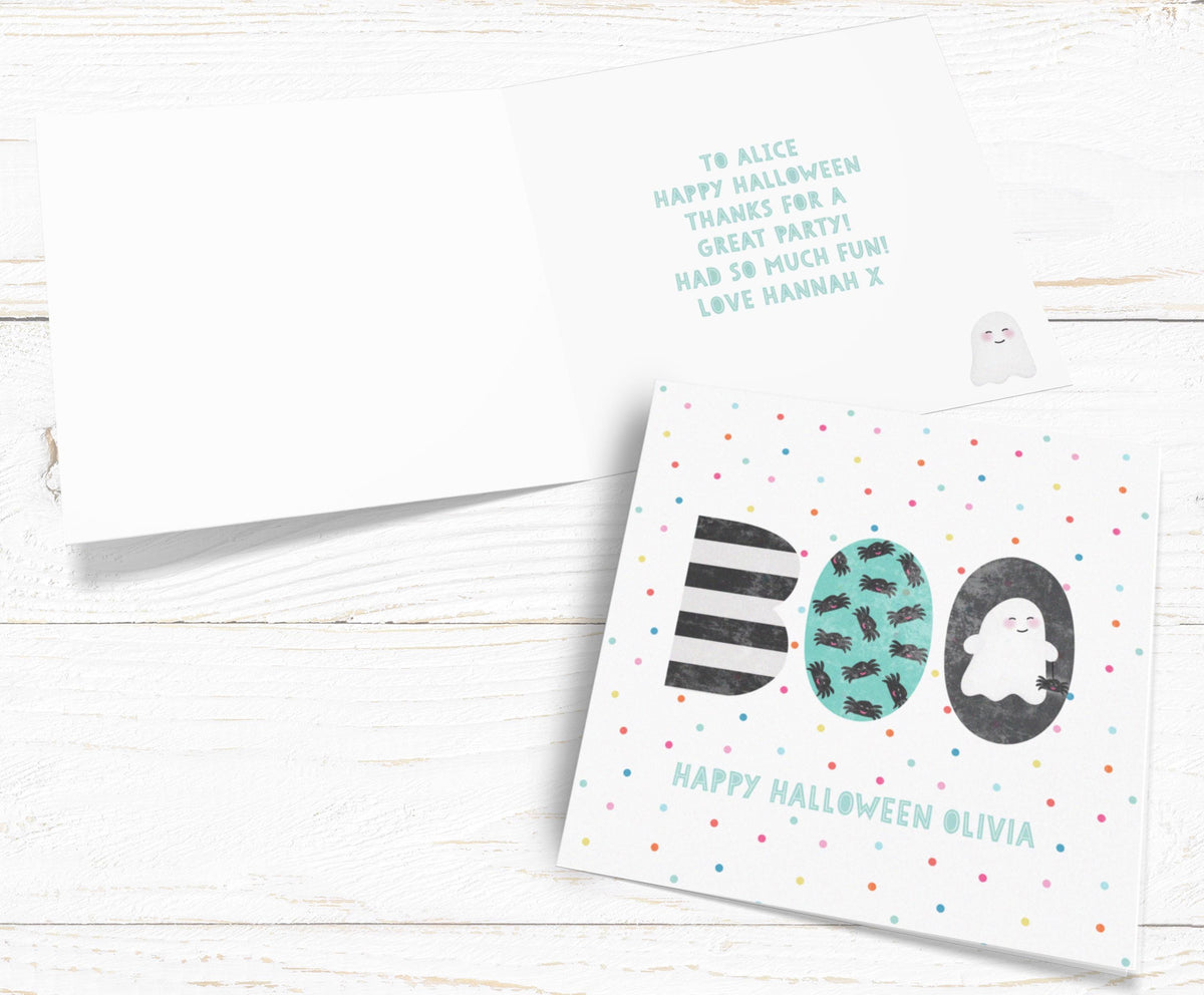 Personalised Boo Card. Personalised Halloween Card. Cute Ghost Card