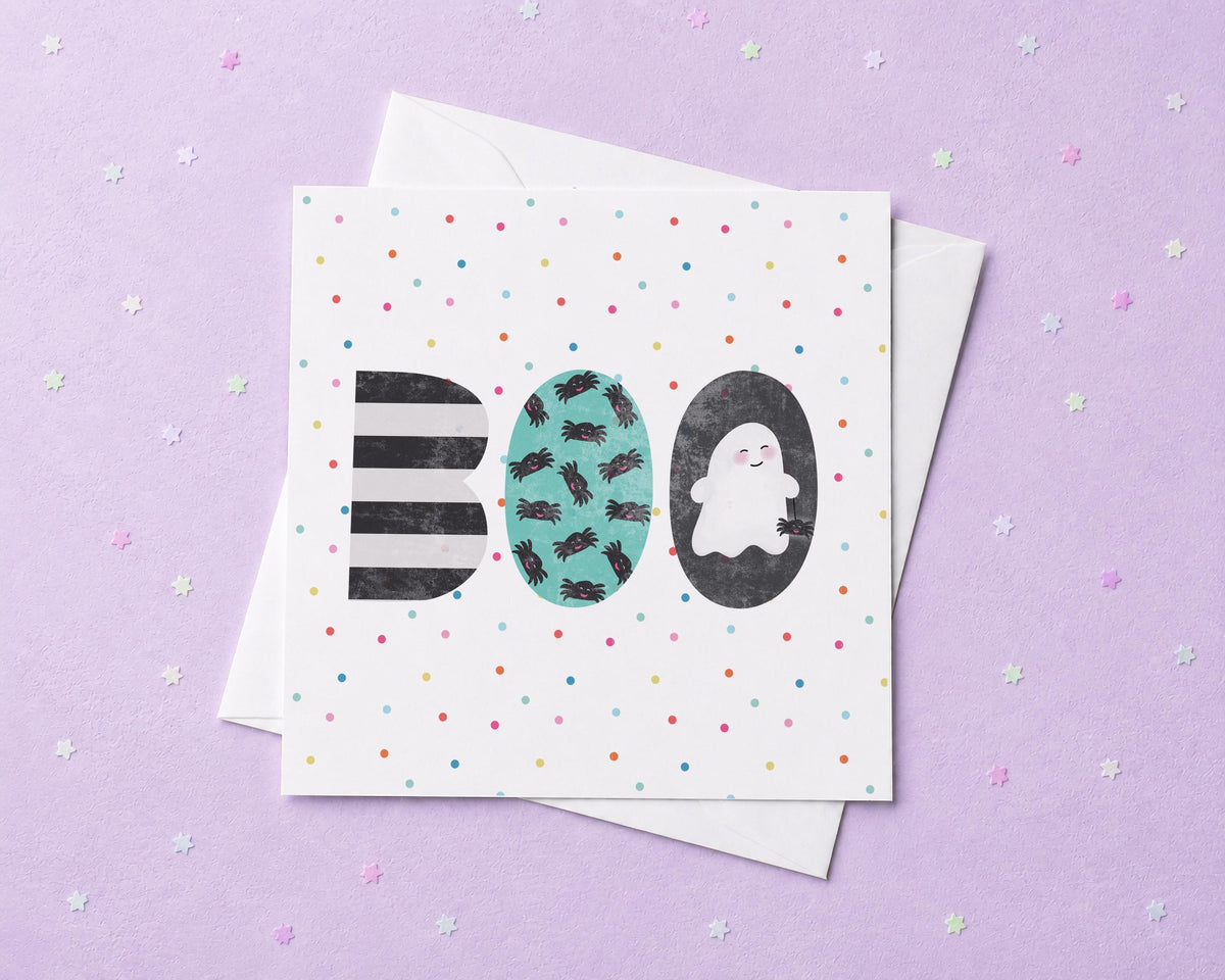 Personalised Boo Card. Personalised Halloween Card. Cute Ghost Card