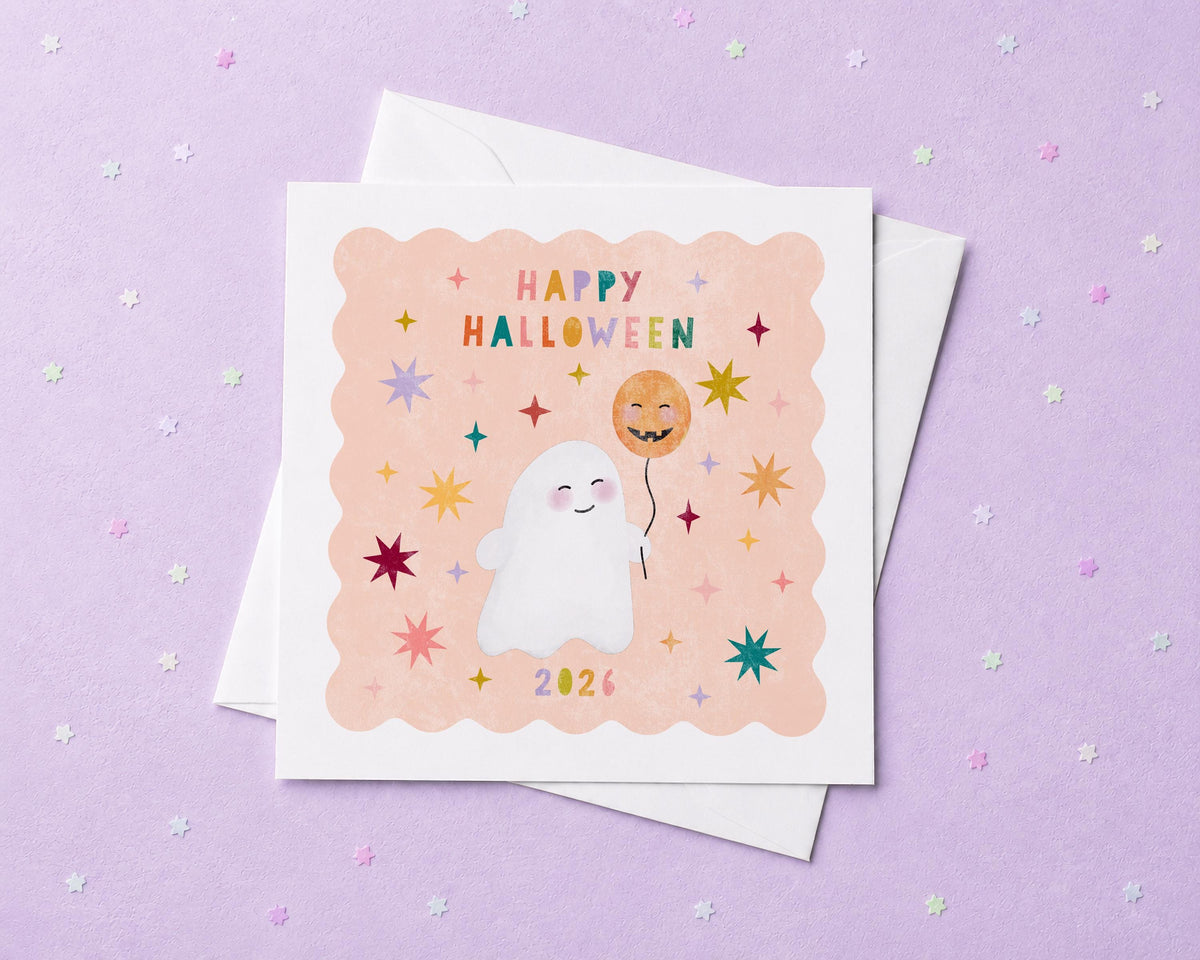 Happy Halloween / First Halloween Cute Ghost Personalised Card.